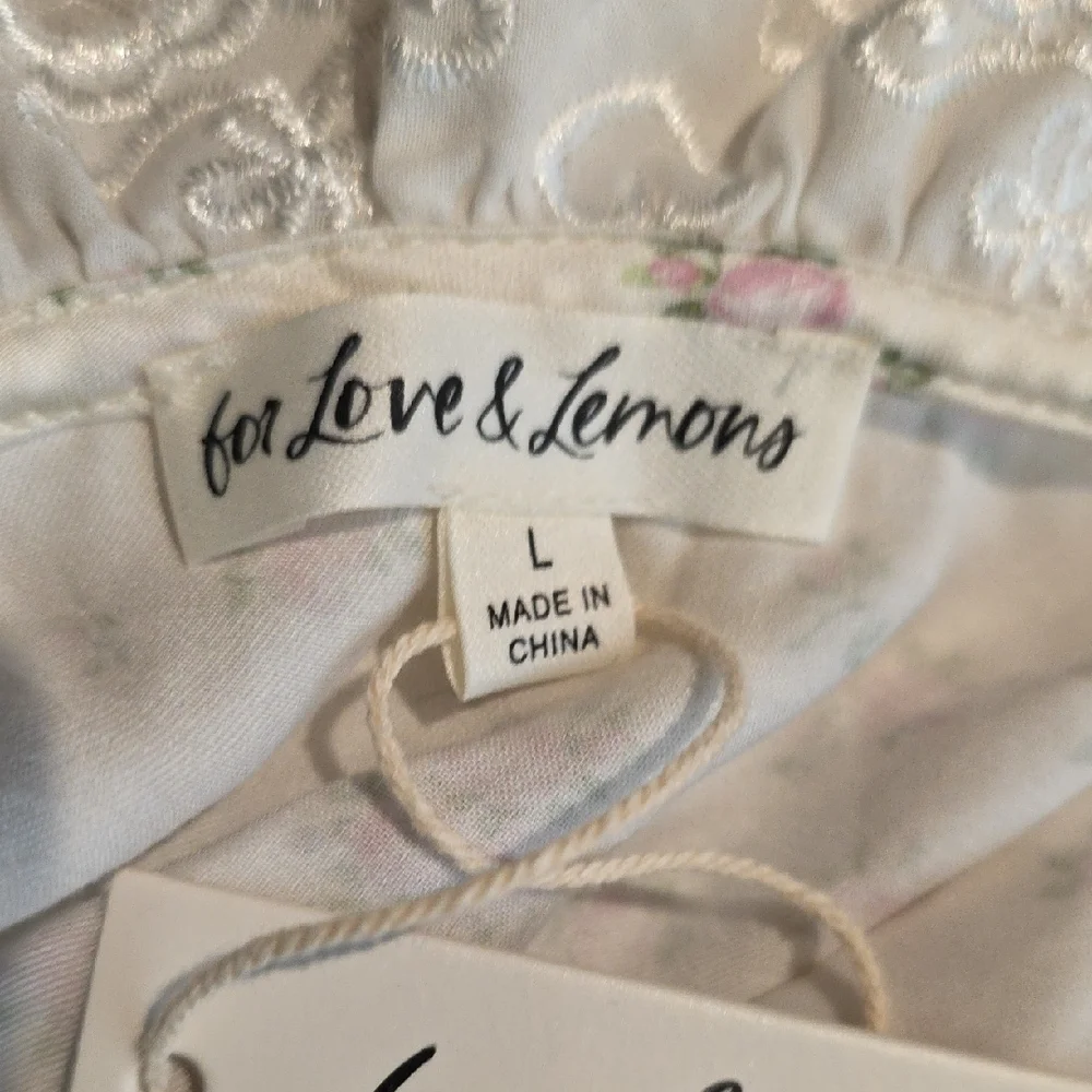 NWOT FOR LOVE AND LEMONS PASTEL FIELDS PINK ROSE PRINT WHITE MIDI DRESS SIZE L - Picture 9 of 10